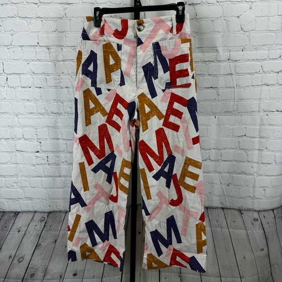 Anthropologie Pants - Maeve By Anthropologie The Colette Alphabet Cropped Wide- Leg Pants Size 30